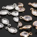 Ovale Zirkonia Anhänger DIY Schmuck Zubehör gold und silber Ton Metall Komponenten - Einzelöse 4x6 mm Ovale / Weißgold