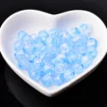 Blue crackle acrylic round beads DIY jewelry making accessories gemstone spacer beads - Iridescent Light Blue White Y15 Color