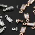 Rechteck Zirkon Kristall Anhänger DIY Schmuckherstellung Silber Gold Farbe Accessoires - Einzelöse 2x4 mm Rechtecke / Weißgold