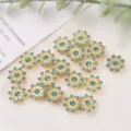 14mm Sonnenblumen Strass Knöpfe Hellblau Blumen Zubehör Haarschmuck DIY Dekoration - 50 Stück / Seeblau