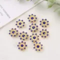 14mm Sonnenblumen Strass Blumen Mitte DIY Haarschmuck Kleidungsstücke dekorative Knöpfe - 50 Stück / Saphirblau