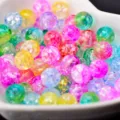 Colorful acrylic crackle beads transparent round bead DIY jewelry making accessories variant - Random Mixed Colors