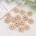14mm Strass Sonnenblume Blumen Knöpfe für handgemachte Haarschleifen Kleidungszubehör DIY - 50 Stück / Helles Violett