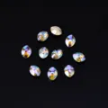 Sparkling marquise crystal rhinestones with AB iridescent finish for nail art DIY crafts. - Leaf / 6x8mm 12 Pieces