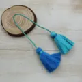 Detail of double blue tassel hanging ornament for Hanfu and traditional Chinese decor. - Color 9
