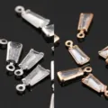 Colgantes de circonita de cristal chapados en oro y plata accesorios de joyería para bricolaje - Colgante trapezoidal de un solo enganche de 2x3x6 mm