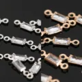 Conector de doble bucle de cristal circón rectangular colgante de joyería DIY oro. - Rectángulo de doble anilla de 2x4 mm
