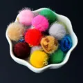 Colorful faux mink fur pom pom charms with golden loops for DIY jewelry making and crafts. - 10 Pieces/Pack / Random Mixed Colors