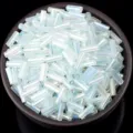 Silver lined glass bugle beads for DIY jewelry making, beading, sewing and crafts accessories. - White AB Iridescent