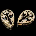 Botones de garra de metal con diamantes de imitación de cristal de lágrima de oro para coser - Negro
