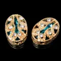 Botones ovales de cristal para coser metal dorado strass accesorios de ropa DIY decor - Azul lago