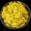 Yellow Silver Lined Glass Bugle Beads 4mm 6mm DIY Craft Sewing Jewelry Making Accessories - Lemon Yellow