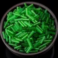 Vibrant green glass bugle beads for jewelry making DIY crafts, 4mm 6mm long tube beads supply - Dark Green