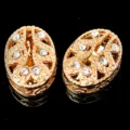 Botones de cristal con diamantes de imitación ovalados dorados costura DIY ropa. - Café