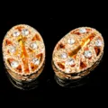 Botones de pedrería de cristal ovalados, base de cobre dorado accesorios de costura. - Dorado