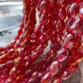 Red faceted water drop crystal glass beads loose strands for DIY jewelry making crafts - Big Red AB