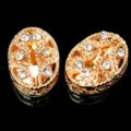 Botones ovalados de estrás cristal dorado accesorios de costura ropa DIY dijes set - Champaña Dorado