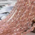 Pink faceted teardrop crystal glass loose beads AB color DIY jewelry making accessories - Water Pink AB