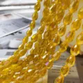 Yellow AB Color Crystal Teardrop Beads Straight Hole Loose Beads for DIY Jewelry Accessories - Golden AB