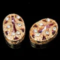 Botones de costura de cristal de estrás ovalados dorados accesorios DIY ropa - Púrpura cristal
