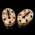 Botones strass ovales dorados DIY costura artesanal cristal vidrio decorativos metal - Violeta
