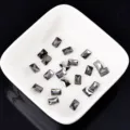 Schwarze rechteckige Nail Art Strasssteine Kristall flache Diamanten 20 Stk Set. - Rechteck / 4x6mm / Mineralgrau