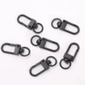 Black metal spring snap hooks swivel keychain clasps U shape hardware bag pendants - Black