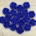 19mm blue metallic rose cabochons for DIY crafts, cream glue phone case and handmade jewelry. - 50g Approx. 50 Pcs / Sapphire Blue