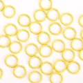 Yellow metal jump rings, embossed craft rings, DIY jewelry findings, 100pcs pack. - Yellow