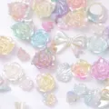 Pearl gradient dreamy DIY mixed rose flower bow imitation pearl craft accessories variant - Random Mixed Style, 50g / Multicolor