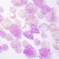 Pearl gradient dreamy baroque style mixed purple rose flowers petals bow resin accessories - Purple Sunset