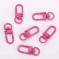 Pink metal spring keychain clips U-shaped lobster clasps bag charms DIY hardware hooks - Rose Red