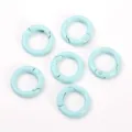 Anelli a molla in metallo verniciato azzurro, portachiavi rotondi e accessori per borse, 6 pz. - Verde chiaro