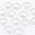 Verstellbare flache Ringrohlinge im Detail, ideal für die DIY Schmuckherstellung. - Weiß K/Silber