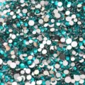 Mixed 2-5mm flatback teal resin rhinestones, sparkling crystal gems for DIY nail art crafts. - Sapphire Mixed Sizes (15g)