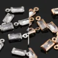 Colgantes de circonita cristal baguette galvanizados dijes de joyería DIY para collar y pendientes. - Rectángulo de una anilla de 2,5x5 mm