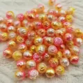 Colorful Gradient Rose ABS Beads Pearl Loose Beads for Jewelry Craft DIY Making Design - Approx. 100 Pcs / Pink Yellow
