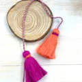 Double-headed colorful tassel pendant for Hanfu, vibrant cotton rope Chinese knot accessory. - Color 14