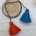 Handmade double-ended cotton tassel pendant for Hanfu and ethnic style daily hanging decor. - Color 19