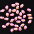 Laserroze ovale nagelstrass, gefaseerde flatback kristallen voor schitterende nail art creaties. - Ovaal / 4x6mm 20 Stuks/Verpakking / Laser Roze