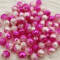 Perles de rose bicolores ABS trou direct perles d'imitation pour fabrication de bijoux - Rouge rose clair et blanc