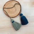 Handmade Chinese style cotton double tassel pendant charm for traditional Hanfu costume decor - Color 22