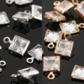 Colgantes cuadrados de cristal circón para hacer joyas DIY collares y pendientes - Cuadrado con bucle simple 5 mm