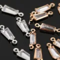Conector De Ojal Doble Zirconia Cristal Cobre Colgante Joya DIY Plateado Dorado Variante - Trapecio con doble bucle 2x3x6 mm