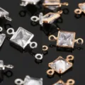 Conector de doble bucle de circonita cuadrada para hacer joyas artesanales DIY - Cuadrado con doble bucle 5 mm