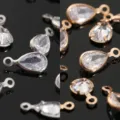Colgante Circonita Oro Plata DIY Accesorio Joya Gota Redondo Conector Abalorio - Colgantes de gota con un solo aro 4x6 mm