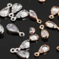 Colgantes Zircón Gota DIY Joyería Plata Oro Circonita Cúbica Abalorios Accesorios - Colgantes de gota con un solo aro 3x5 mm