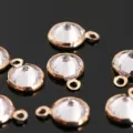 DIY colgante circón cristal cobre engaste oro rosa accesorios para hacer joyas 10pcs - Colgantes redondos de 8 mm con una anilla