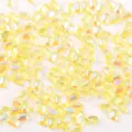 Aurora yellow rectangular nail rhinestones, sparkling crystal diamond charms for stunning nail art. - Ice Transparent Magic Yellow