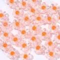 Dettaglio perla fiore trasparente acrilico, accessorio artigianale fiore di prugno colorato piano. - Circa 450 pezzi per 250 g / Arancione
